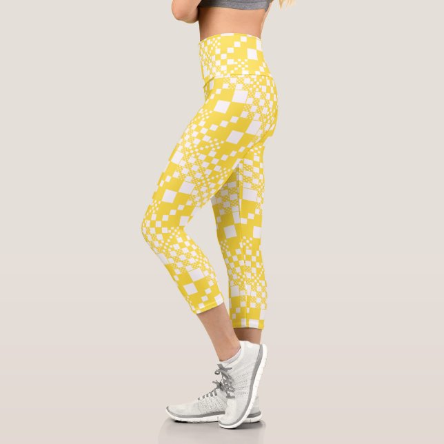Checked, Checks in Lemon Yellow and White Capri Leggings (Left)