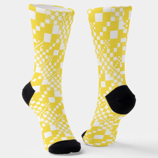 Checked, Checks in Lemon Yellow and White Socks (Angled)