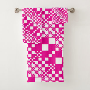 Checked, Checks in Magenta and White Bath Towel Set