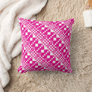 Checked, Checks in Magenta and White Cushion