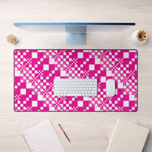 Checked, Checks in Magenta and White Desk Mat