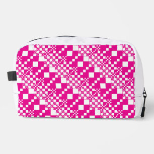 Checked, Checks in Magenta and White Dopp Kit
