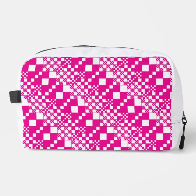 Checked, Checks in Magenta and White Dopp Kit (Front)