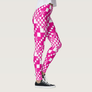 Checked, Checks in Magenta and White Leggings