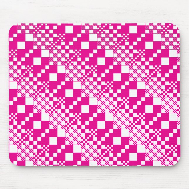 Checked, Checks in Magenta and White Mouse Pad (Front)