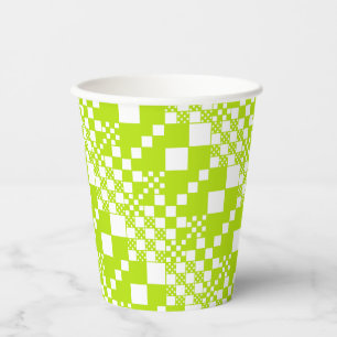 Checked, Checks - Lime Green and White Paper Cups