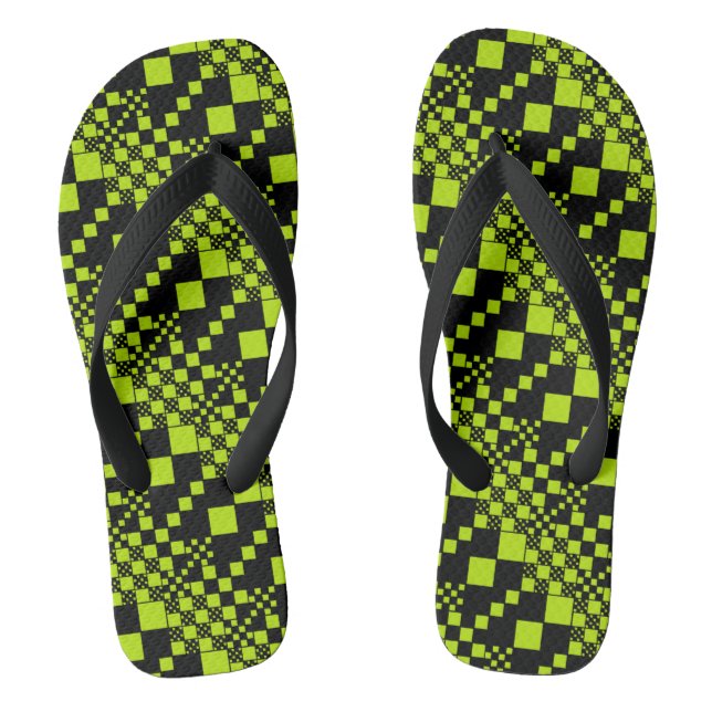 Checked, Checks - Lime Green Jandals (Footbed)