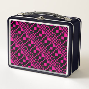 Checked, Checks - Magenta and Black Metal Lunch Box