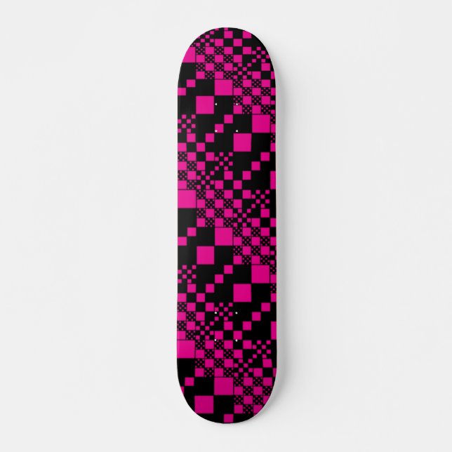 Checked, Checks - Magenta and Black Skateboard (Front)