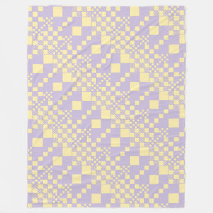 Checked, Checks - Pastel Yellow and Purple Fleece Blanket