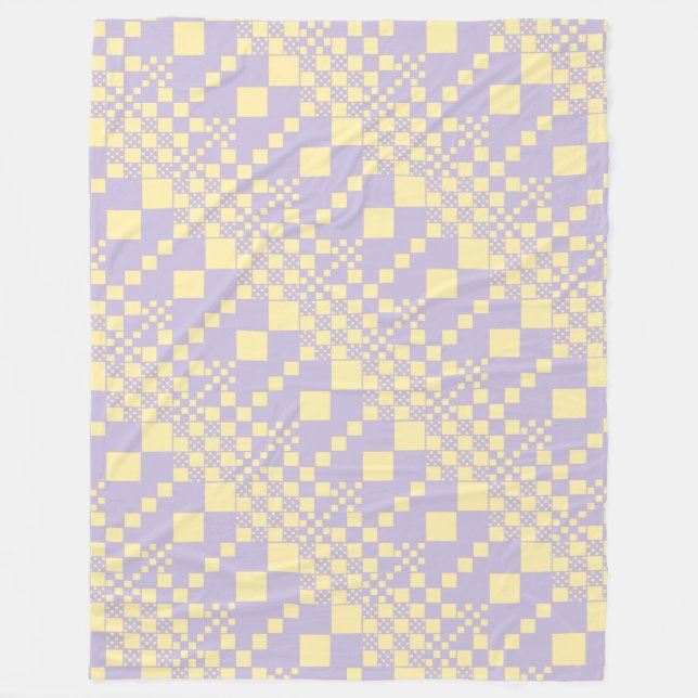 Checked, Checks - Pastel Yellow and Purple Fleece Blanket (Front)