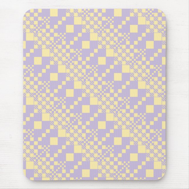 Checked, Checks - Pastel Yellow and Purple Mouse Pad (Front)