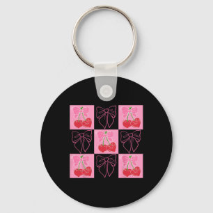 Checked Cherry Coquette Love You Cherry Much Key Ring