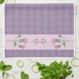 checked cottagecore - Thistle Flower embroidery Tea Towel