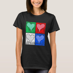 Checked Hearts With Love For Couples Valentine's D T-Shirt