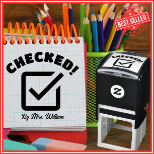 Checked HomeWork Tick Approved Teacher Self-inking Stamp