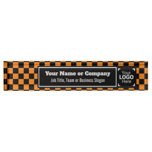 Checked Orange & Black - Modern Business Style Nameplate