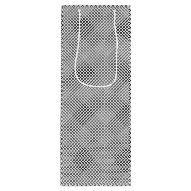 Checked pattern diagonal 2 tones w OffWhite Wine Gift Bag (Front)