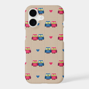 Checked pattern with love owls