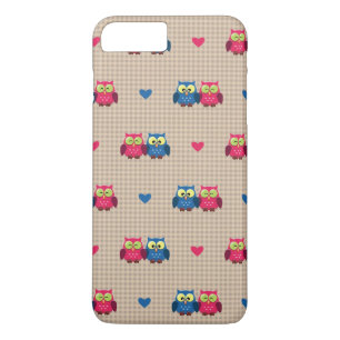 Checked pattern with love owls iPhone 8 plus/7 plus case
