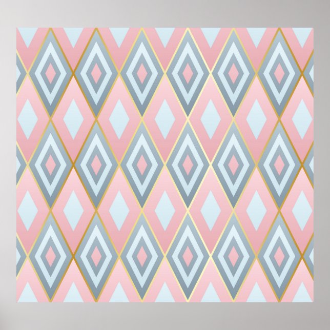 Checked rhombus shapes, geometric pattern. poster (Front)