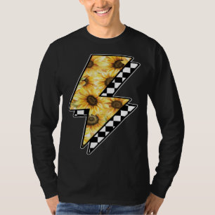 Checked Sunflower Lightning Chess Board T-Shirt
