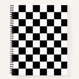 Checker board pattern with white,black notebook
