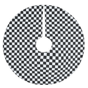 CHECKERBOARD! (a black & white design) ~ Brushed Polyester Tree Skirt