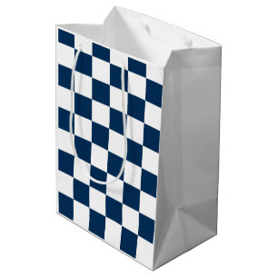 Checkerboard Blue White Sports Fan Club Medium Gift Bag