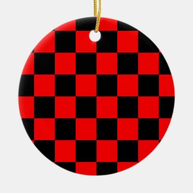 CHECKERBOARD CERAMIC TREE DECORATION (Front)