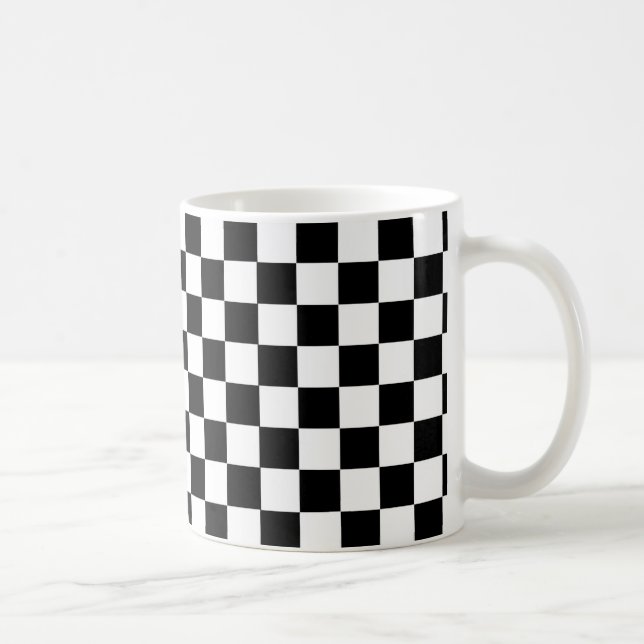 CHECKERBOARD CHECKERS BLACK AND WHITE  MUG (Right)