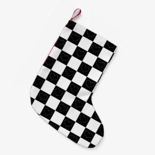 Checkerboard Hearts in Black and White Small Christmas Stocking