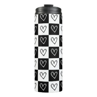 Checkerboard Hearts Thermal Tumbler