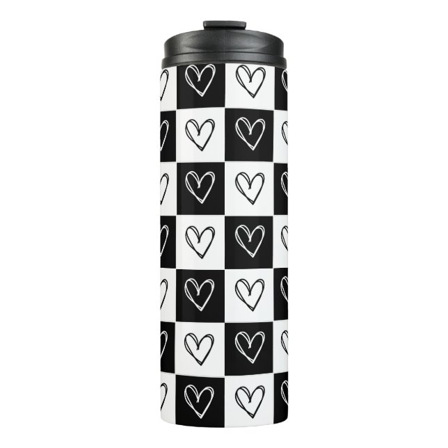 Checkerboard Hearts Thermal Tumbler (Front)