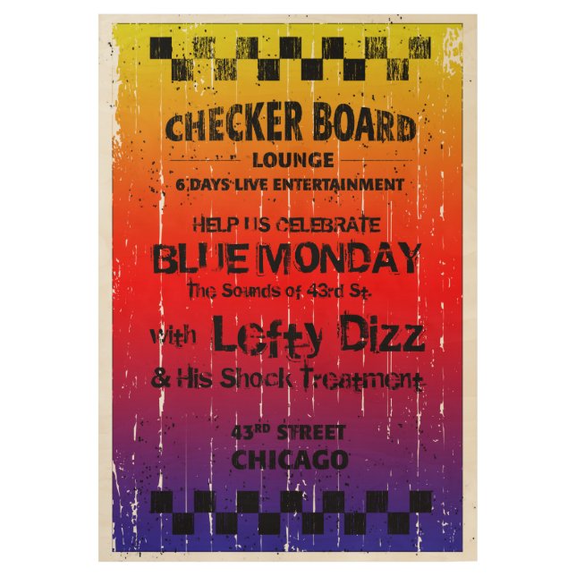Checkerboard Lounge Vintage Chicago Blues Show Wood Poster (Front)