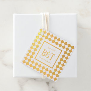 Checkerboard Monogram with Wedding Date Favour Tags
