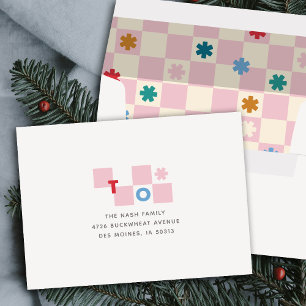 Checkerboard Pattern Stars Christmas Envelope