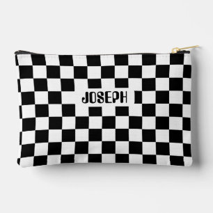 Checkerboard Personalized Name Pencil Case Accessory Pouch