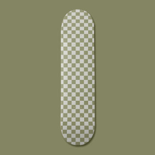 Checkerboard Sage Green Checkered Squares Check Skateboard