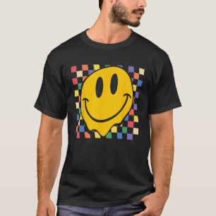 Checkerboard Smiling Face Groovy LGBT Rainbow Prid T-Shirt