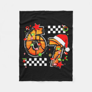 Checkered 67 Basketball Santa Hat Christmas Six Se Fleece Blanket