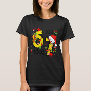 Checkered 67 Softball Santa Hat Christmas Six Seve T-Shirt