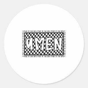 Checkered Amen Vintage Jesus Bible Verse Christian Classic Round Sticker