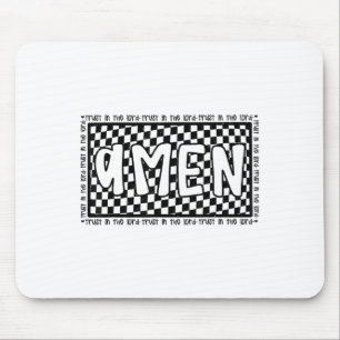 Checkered Amen Vintage Jesus Bible Verse Christian Mouse Pad