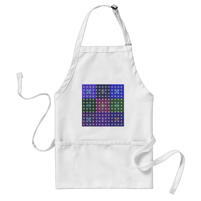 Checkered Blue and Purple Art Print Standard Apron (Front)