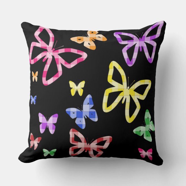 CHECKERED BUTTERFLIES CUSHION (Front)