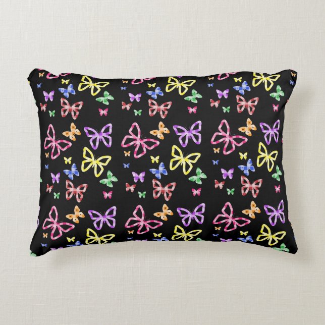 CHECKERED BUTTERFLIES DECORATIVE CUSHION (Front)