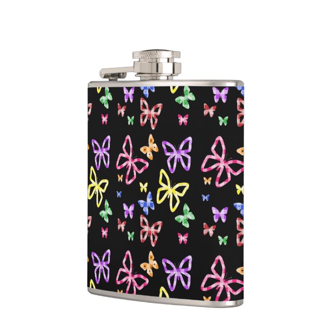 CHECKERED BUTTERFLIES HIP FLASK (Left)