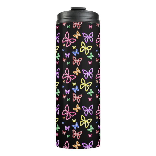 CHECKERED BUTTERFLIES THERMAL TUMBLER (Front)