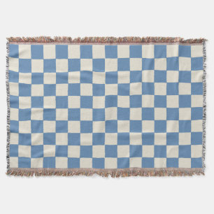 Checkered Checkerboard in Blue Boys Bedroom Decor Throw Blanket